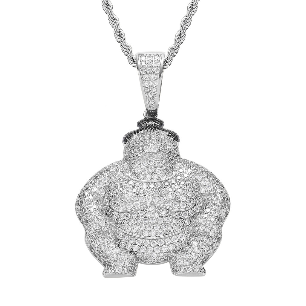 Hip Hop Sumo Wrestler Moissanite Pendant Necklace Iced Out Personality Street Fashion Men Jewelry