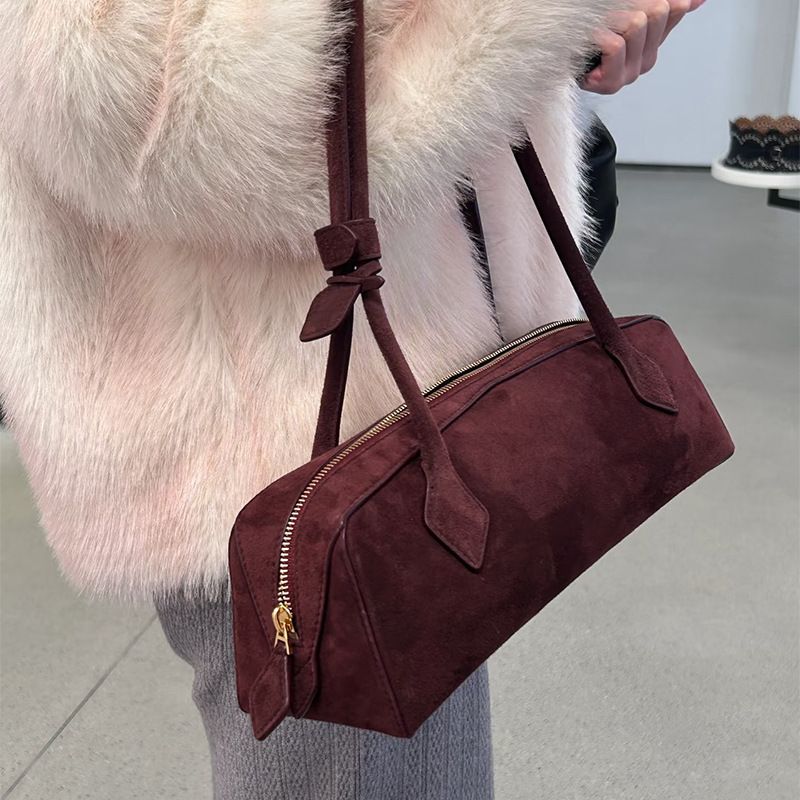 designer bag 2026 Suede Single Shoulder Bag for Women New Autumn and Winter French Style Sausage Bag Solid Color Handbag Ins Style Long Handle Un