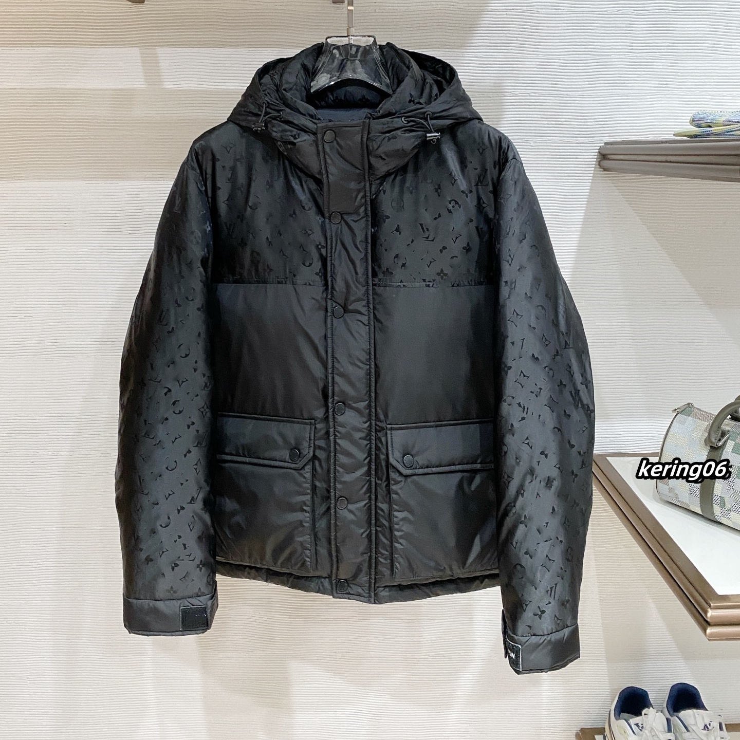 Black XXXL Men Down Jacket 3D Geometric Quilted Bomber Coat Premium Winter Warm Stand Collar