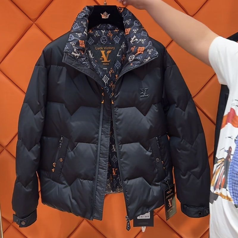 Winter Trend Heavy Craft High-End Design Men's Stand Collar Jacket White Duck Down Short Warm Coat