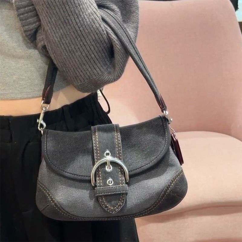 Free shipping designer bag 2026 Spring New Soho Pea Bag Retro Canvas Color Block Denim Underarm Fashion Women Bag