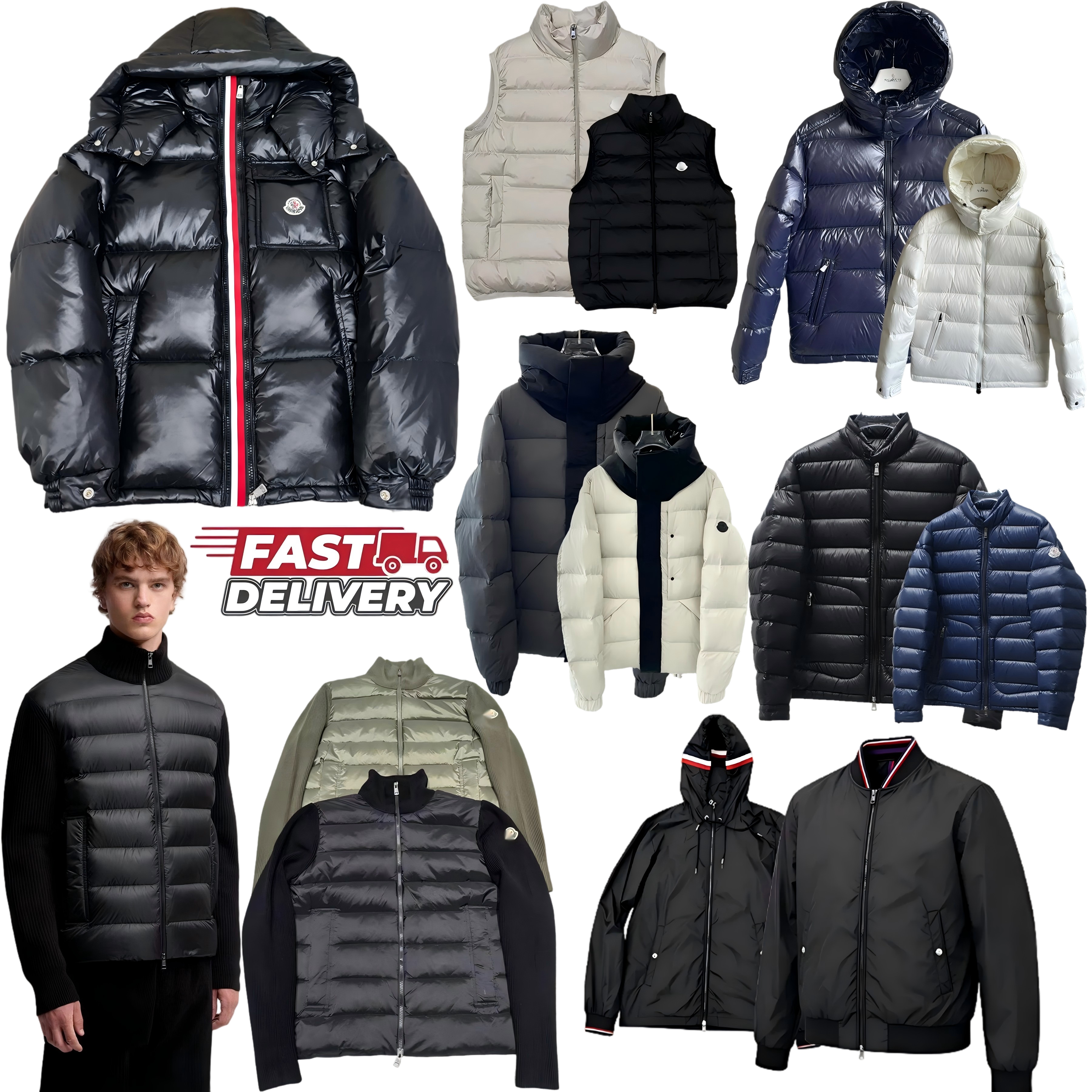 rnoncler puffer jacket vest doudoune winter coat puffer quilting lacquer shell stand collar windproof breathable glossy nylon winter jacket puffer c