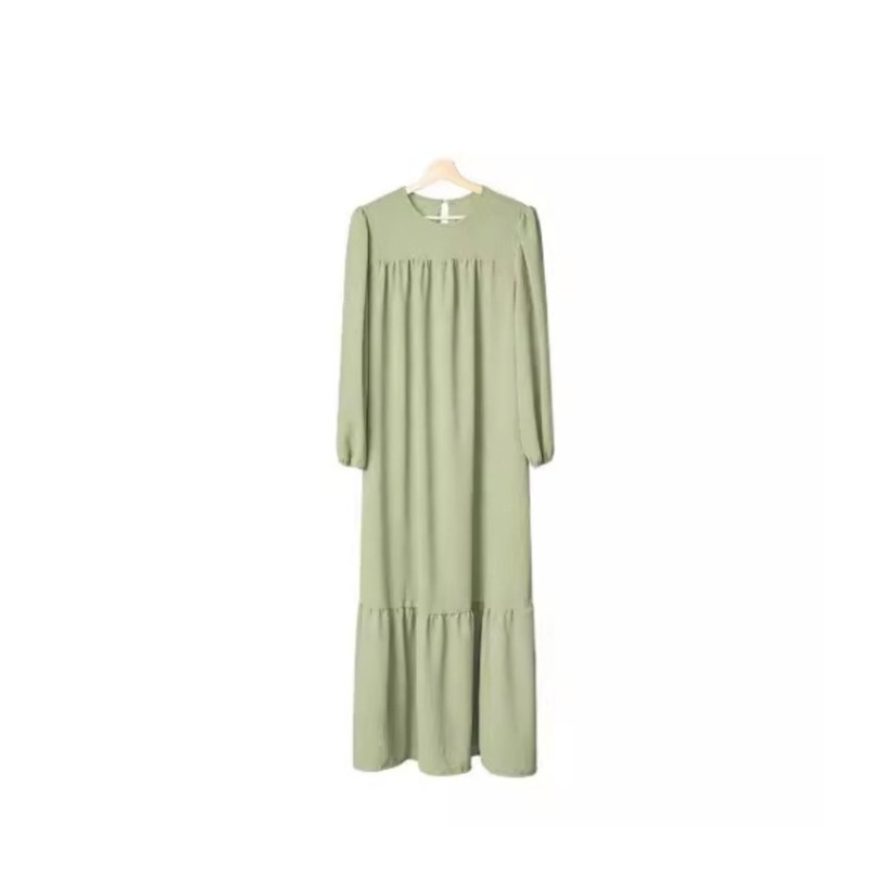 (2027) New Solid Color Elegant and Simple Loose Large Size Elastic Cuff Dress