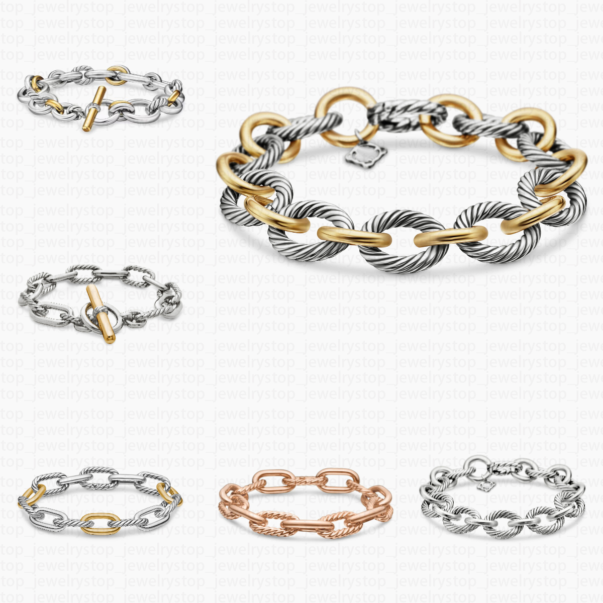 Cable Twist Link Bracelet Bracelets Designer For Women Luxury Oval Chain Toggle Clasp Two Tone Gold Silver Plated Bangle Jewelry