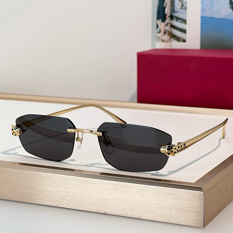 Womens Designer Sunglasses Rectangle Rimless Metal Temple PANTHERE sunglasses Men Luxury Glasses CT0474S Fashion High Quality UV400 With Box