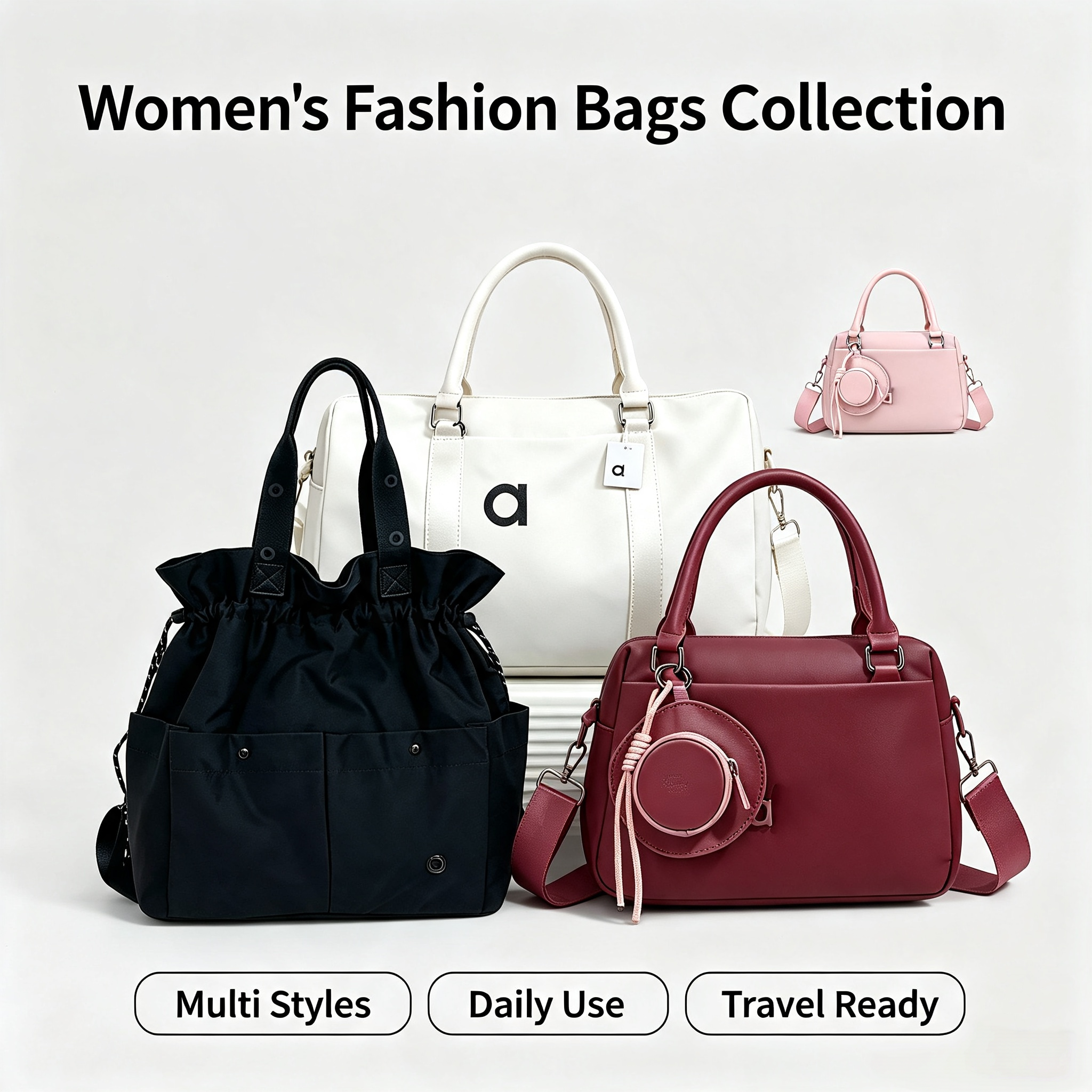 Designer Style Textured Women Multiway Backpack, Korean Fashion Multi purpose Gym Yoga Travel Bag, Versatile Commuter Shoulder Crossbody Tote Handba