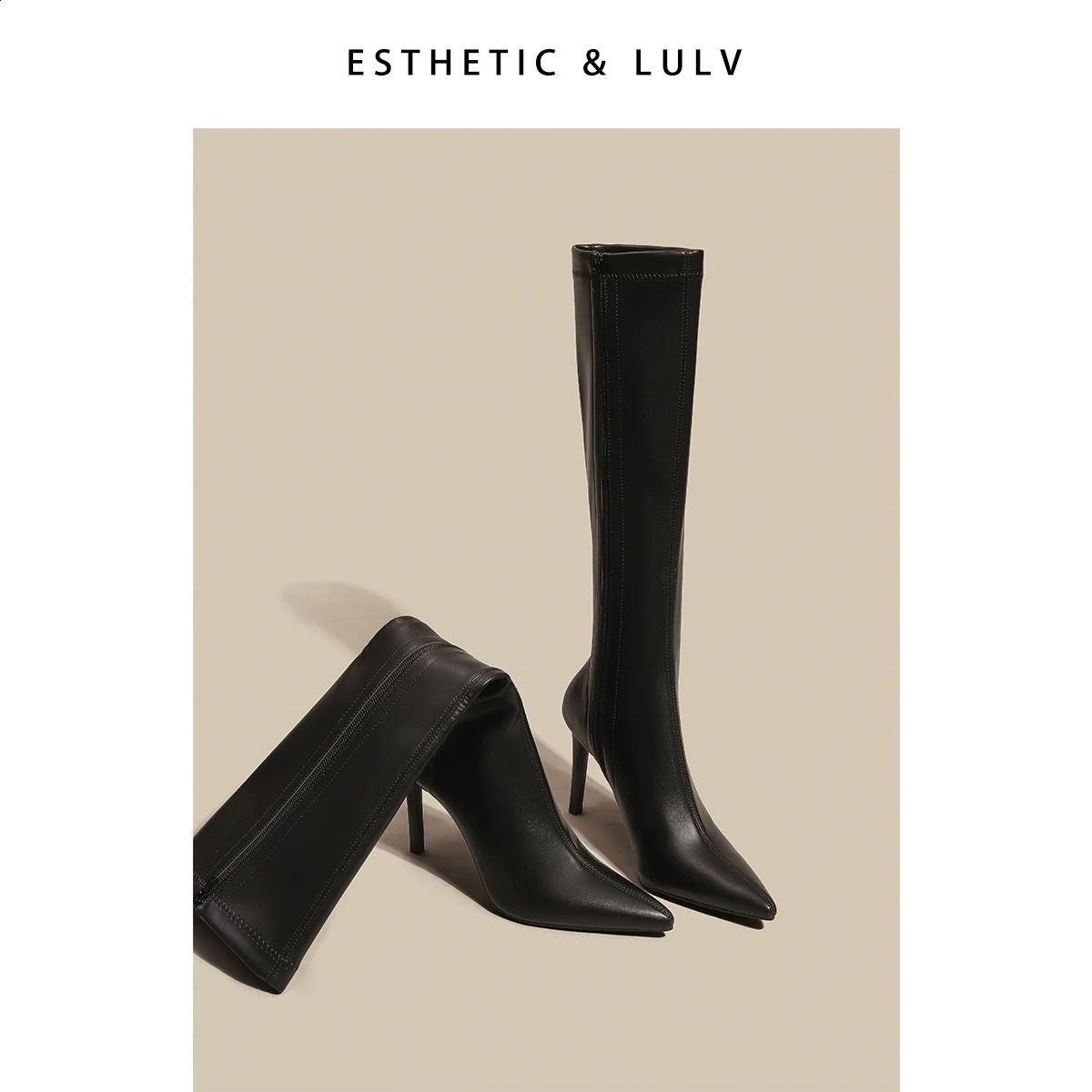 Black stiletto high-heeled long boots for women 2025 spring-summer new style trendy pointed toe elastic slim-fit boots that don't tire the feet