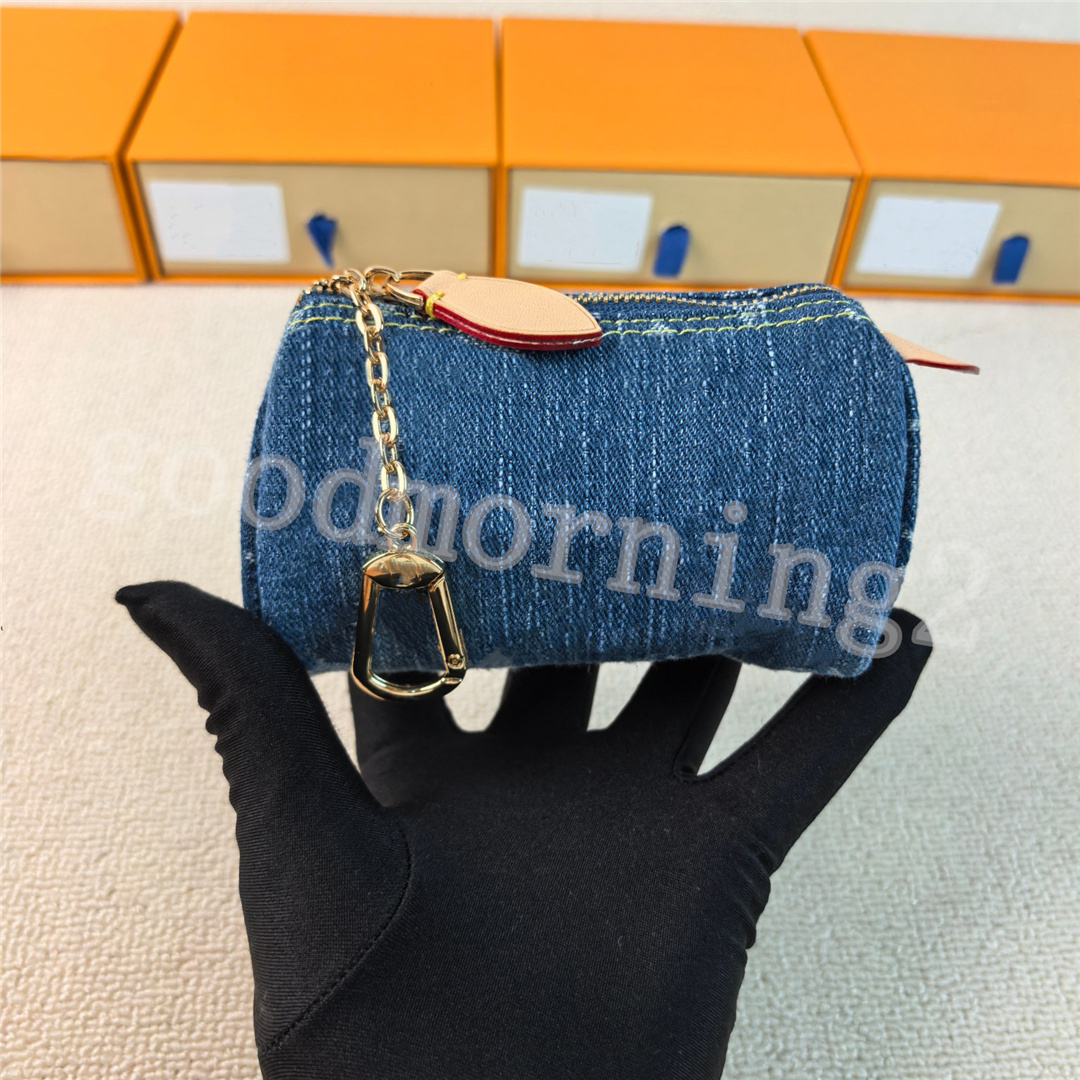 Mini Coin Purse Keychain Accessory Pendant Bag Designer Denim Zipper Pouch Wallet Perfect for Everyday Use to Hold Keys Coins Lipstick and Earbuds 1