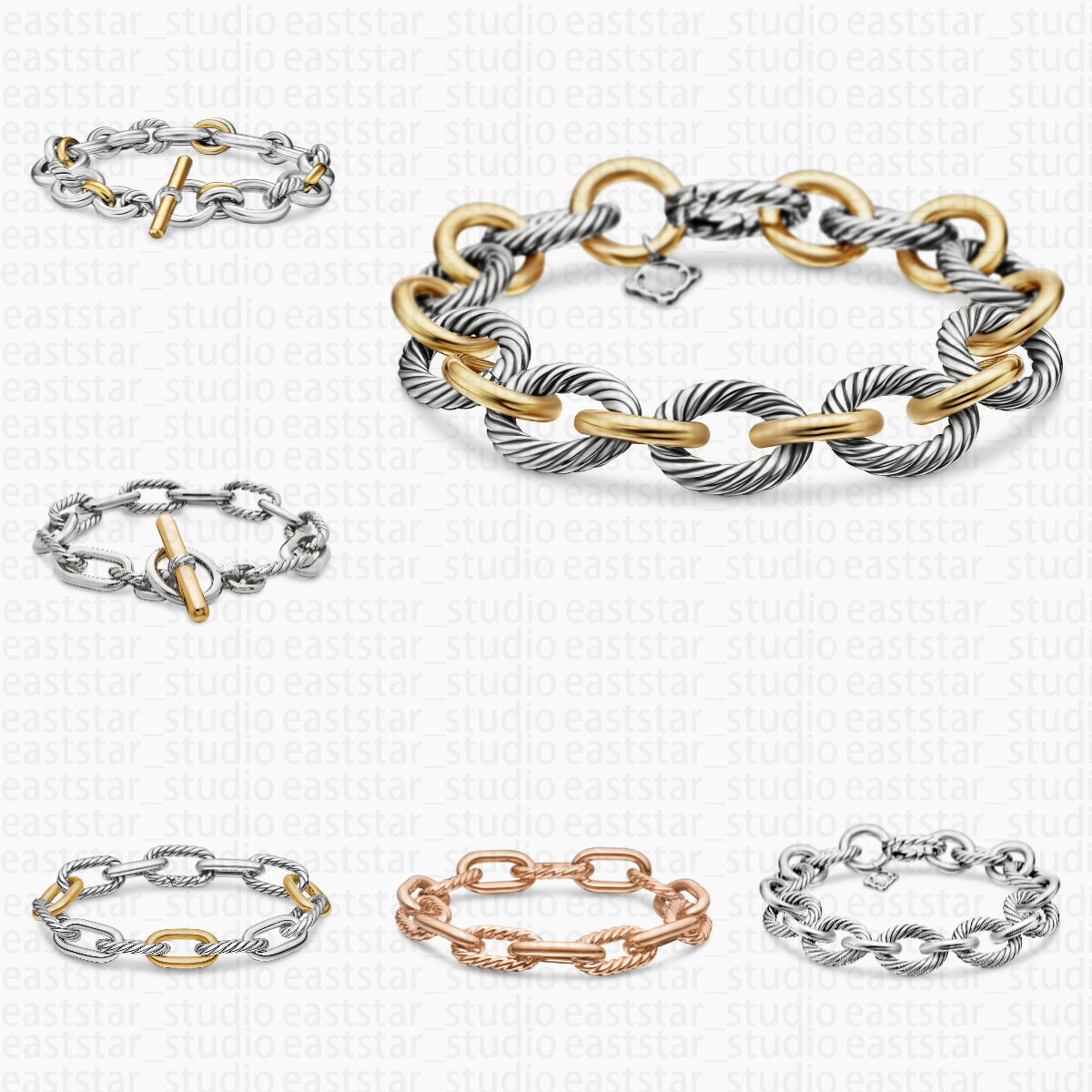 Cable Twist Link Bracelet Bracelets Designer For Women Luxury Oval Chain Toggle Clasp Two Tone Gold Silver Plated Bangle Jewelry