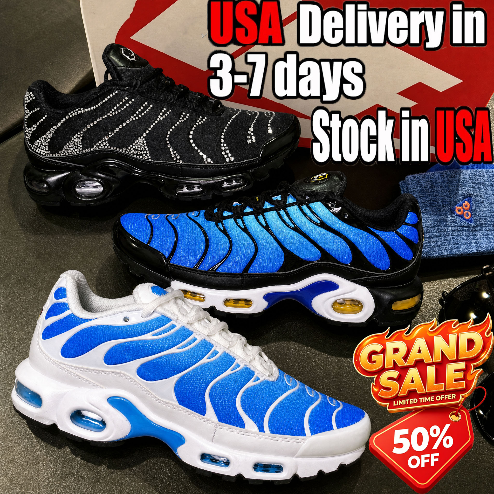 designer shoes Tn Tns Plus Running Shoes Federation Midnight Navy Unity Brazil Metallic Silver White Hyper Blue Dusk Men Women Trainers Men Sports S