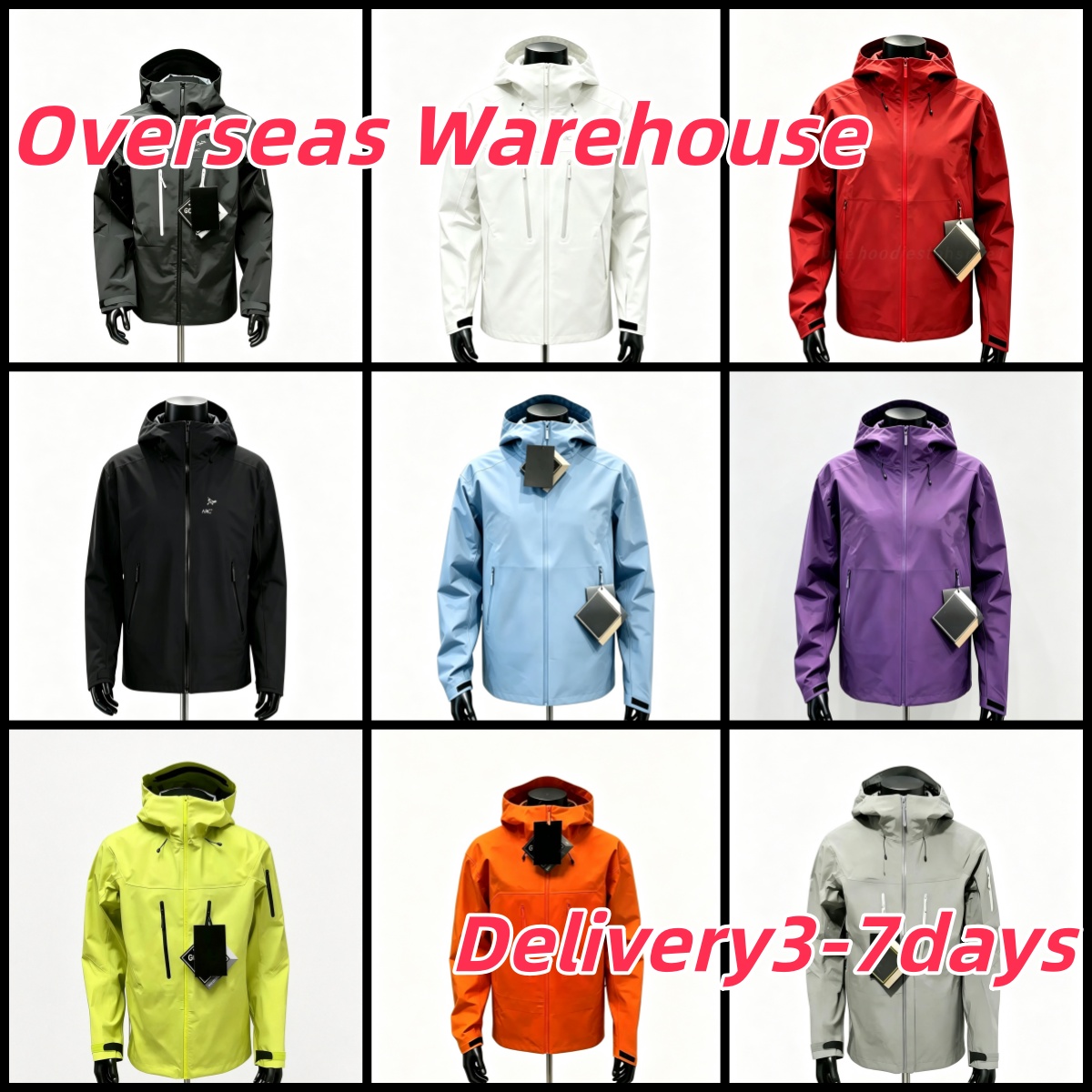 Men Women Waterproof Hard Shell Jacket, Hooded Zip Up Windbreaker, Outdoor Ski Rain Coat Breathable Mountain Camping Jacket