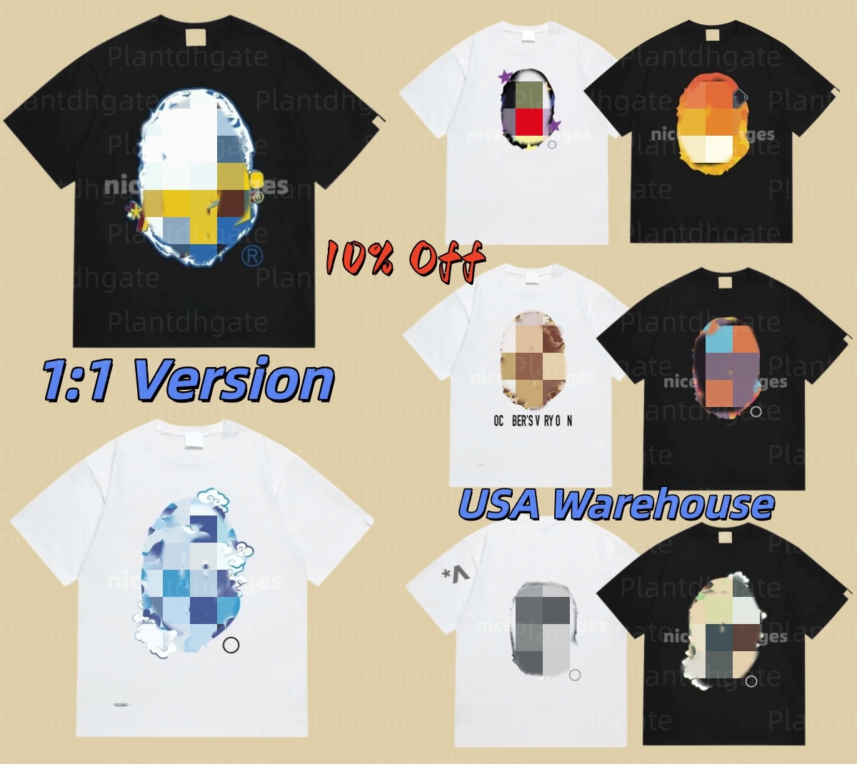 5A Men Double Sided Graphic BEAPPES T-Shirt Camouflage Shark Cashew Lightning Print Cotton Short Sleeve Tops Casual Colorful Tees S-2XL 5A
