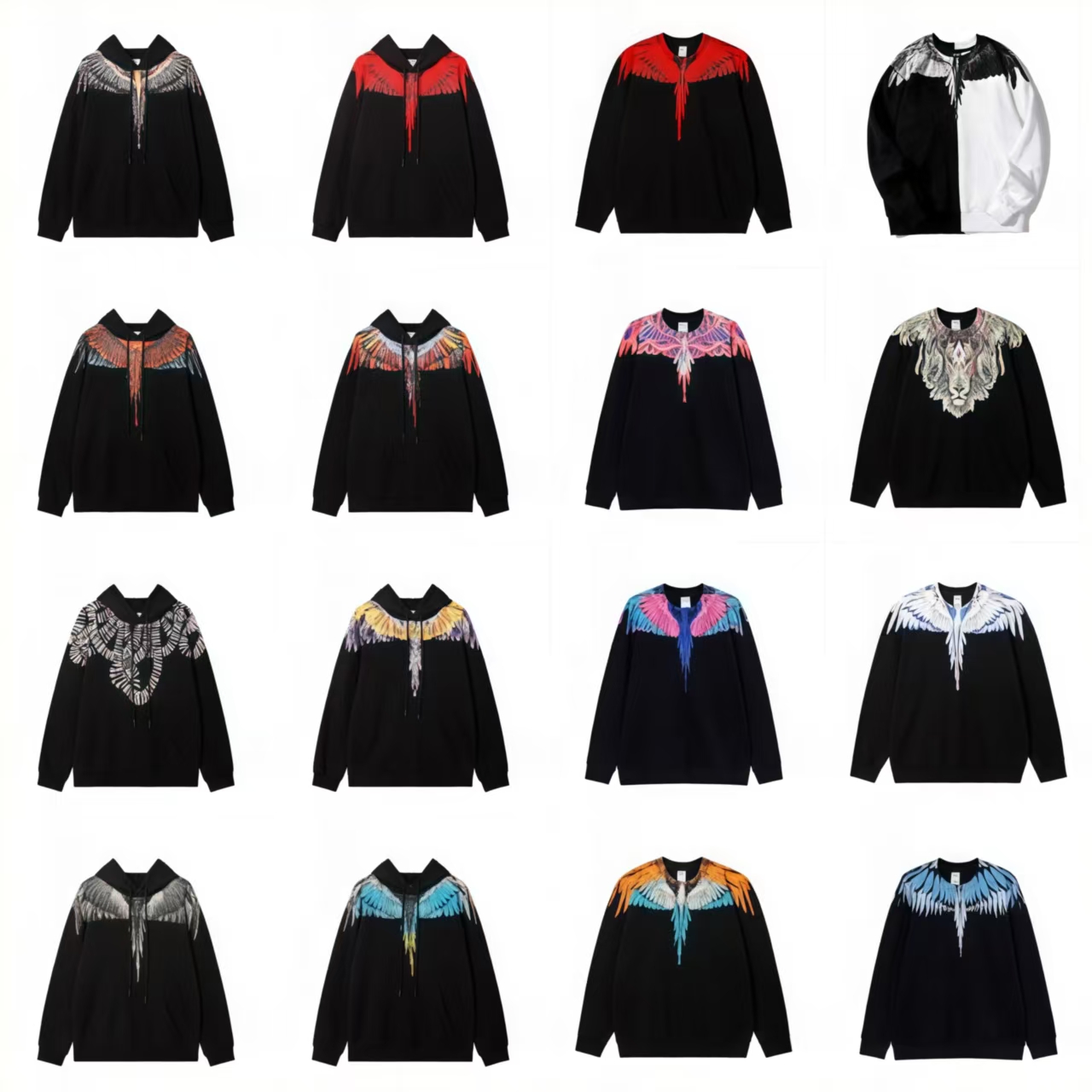 Men Women Hoodie T-shirt Designer Men's Hoodie Colorful Feather Wings Print Hoodie Sleeve Pullover Hooded Sweatshirt Streetwear Loose Couple To