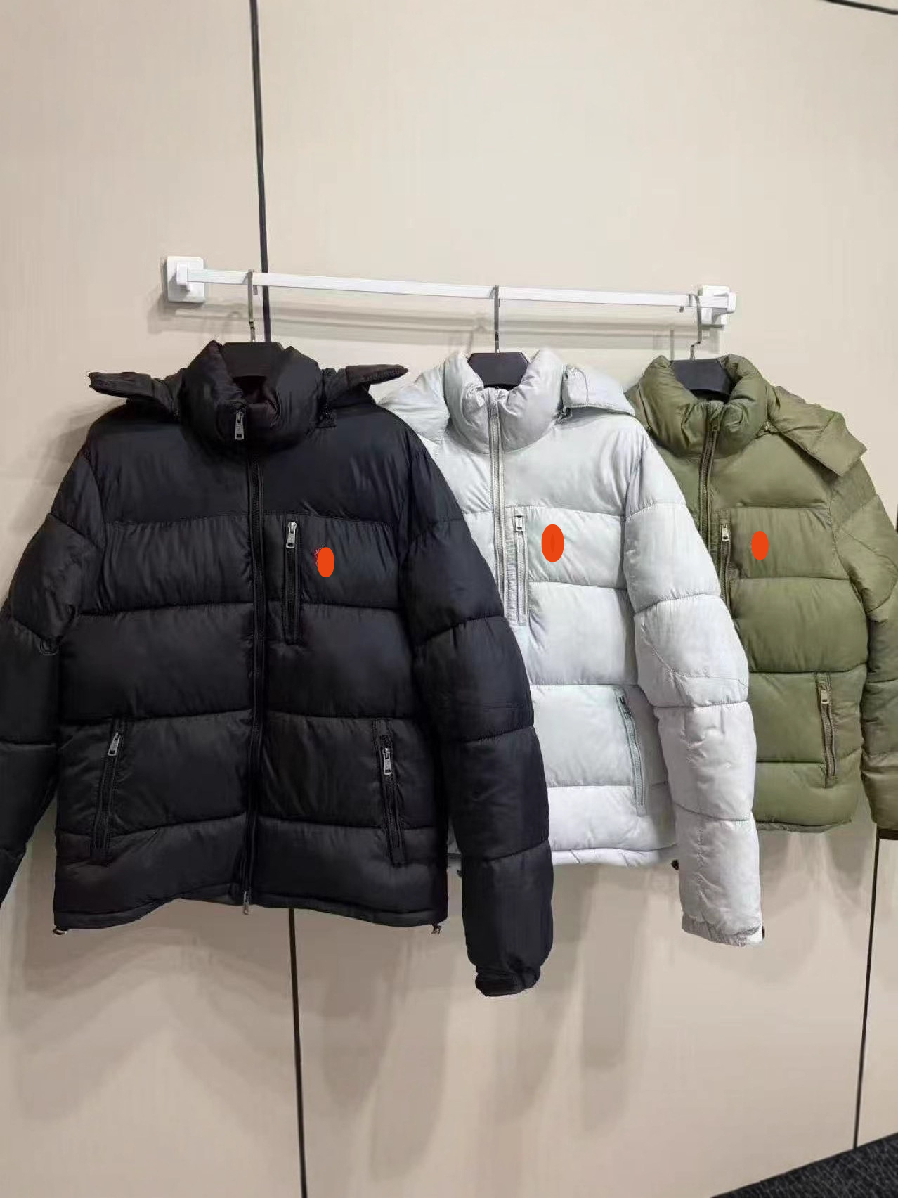 Mens Detachable Hood Puffer Jacket Embroidered Logo Winter Warm Thick Padded Windproof Casual Outdoor Outerwear Coat