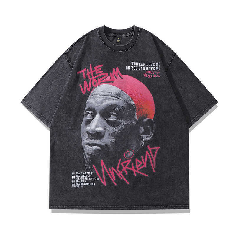 T-shirts pour hommes Frog Drift Mode Rétro Lâche Basketball Graphique Rétro Wash Summer Worm Dennis Rodman Extra Large T-shirt Mens Wear T240629