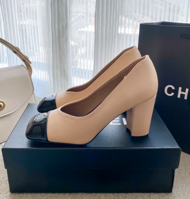 Women's formal shoes Summer luxurious CC brand logo double color splicing platform shoes with flat soles genuine leather square-toe shoes