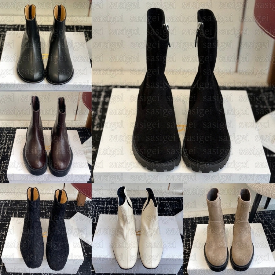 Designer THE ROW Stella Nobilis Novus Boot Boots Femmes Blanc Noir Rouge Bottines En Cuir De Vachette Plateforme À Talons Hauts