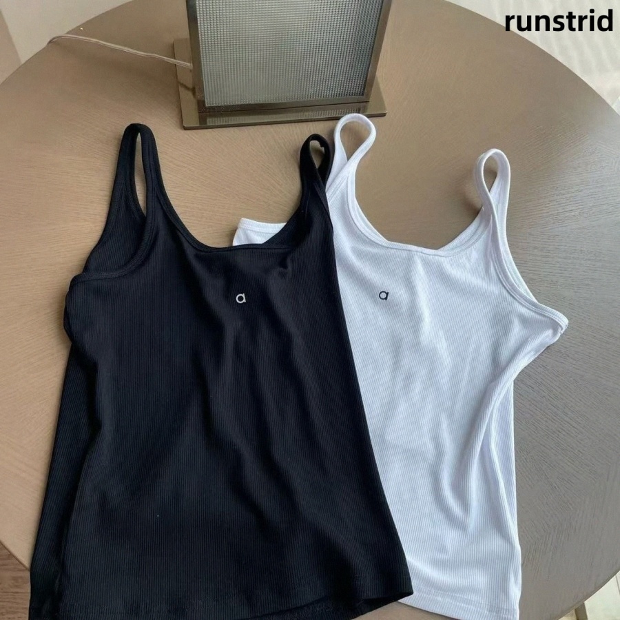 Designer Womens Cross Yoga Sports White Tops embroidery letter Slim Fit Sleeveless Vests With Pad Black Summer Cotton Tees Outside Wearing Tank Top
