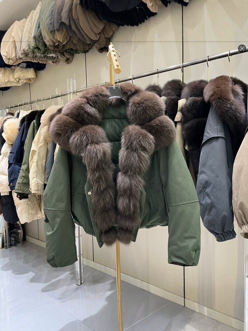 2025 Winter New Women's Coat with Large Fox Fur Collar, Short Fashionable Loose Thickened Parka Jacket