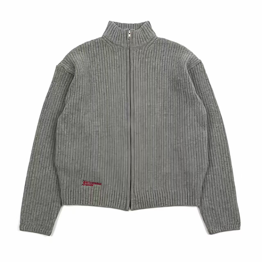 Zipper Cardigan Men and Women Autumn Knitted Sweater Bomber Jacket Vintage Knitwear Coats