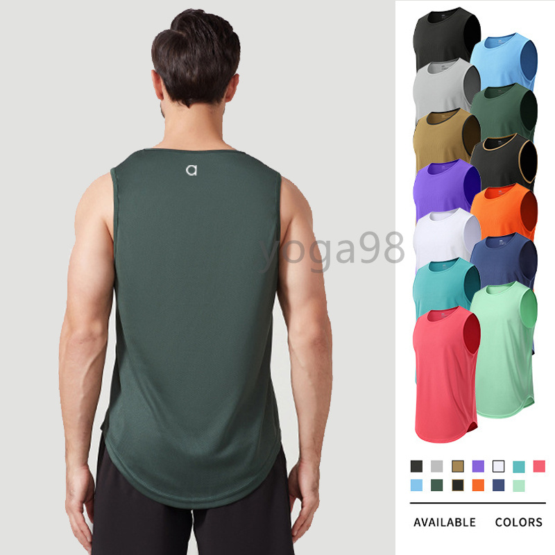 Summer Absorb Sweat Running Vests Mens Sport Sleeveless Singlets Gym Fitness Tank Tops Mesh Quick Dry Yoga Track Field Shirts yoga vest