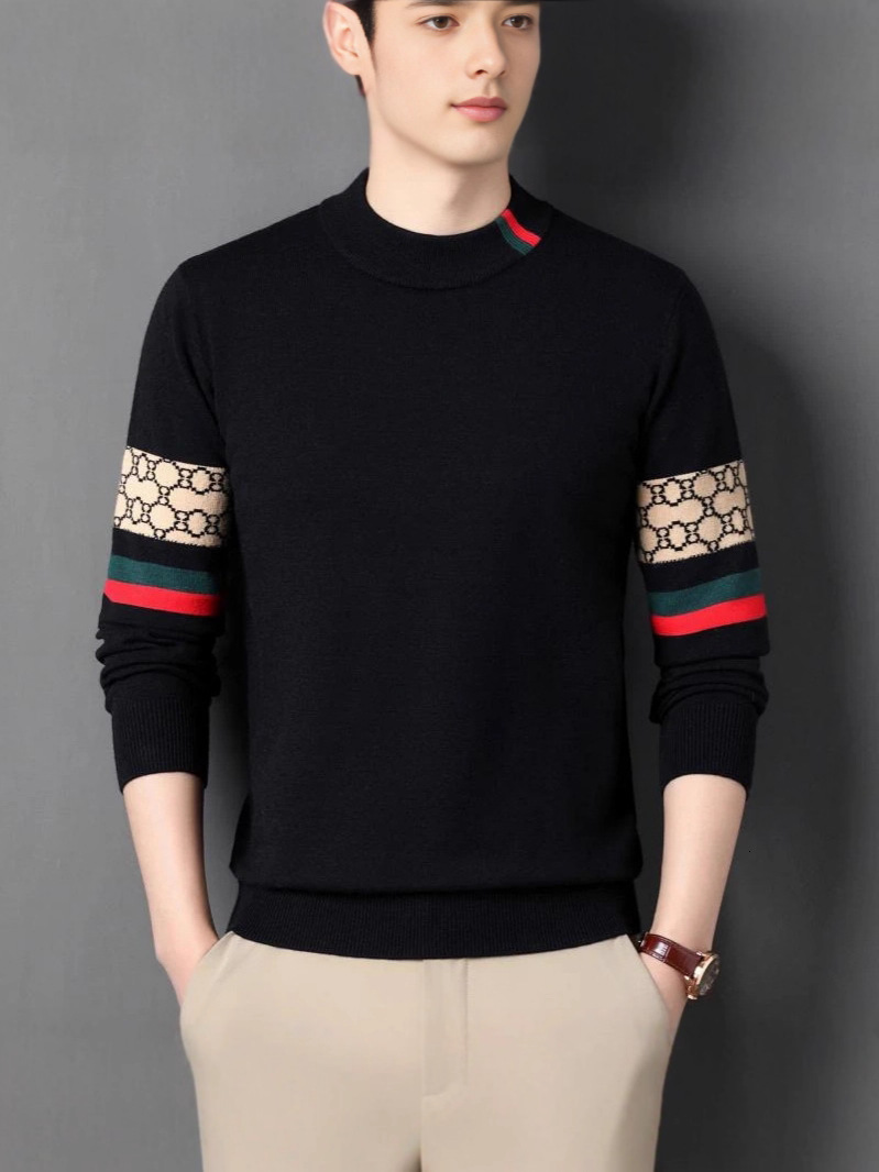 Vintage Fashion High-grade Designer Clothes 2025 Autumn Winter Men's High-End Half Turtleneck Fashion Casual Warm Derong Base Shirt