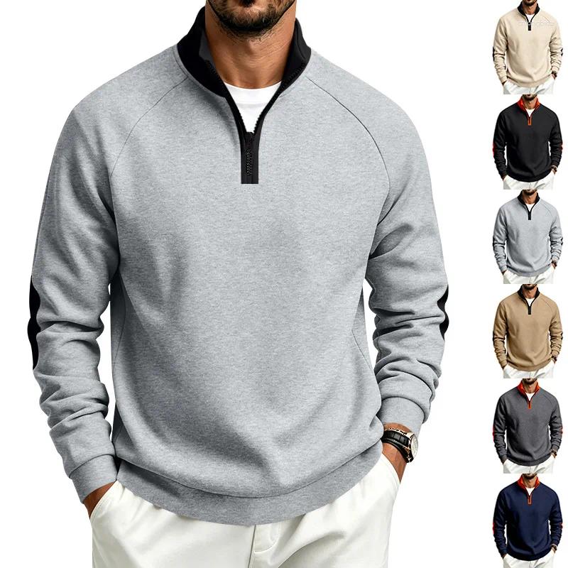 Men' s Hoodies Quarter Zip Pullover Sweatshirt Raglan Sl