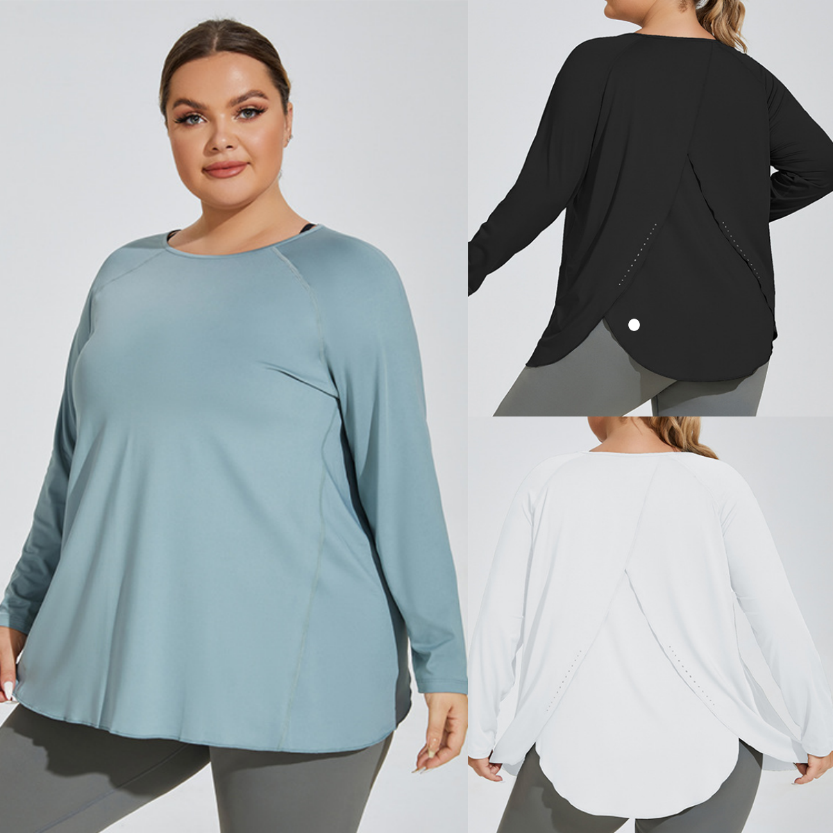 1612-UU Fashion Quick Drying Women Plus-Size Yoga Sports Shirt Autumn and Winter Loose Long-sleeved Shirt Outdoor Fitness Shirt