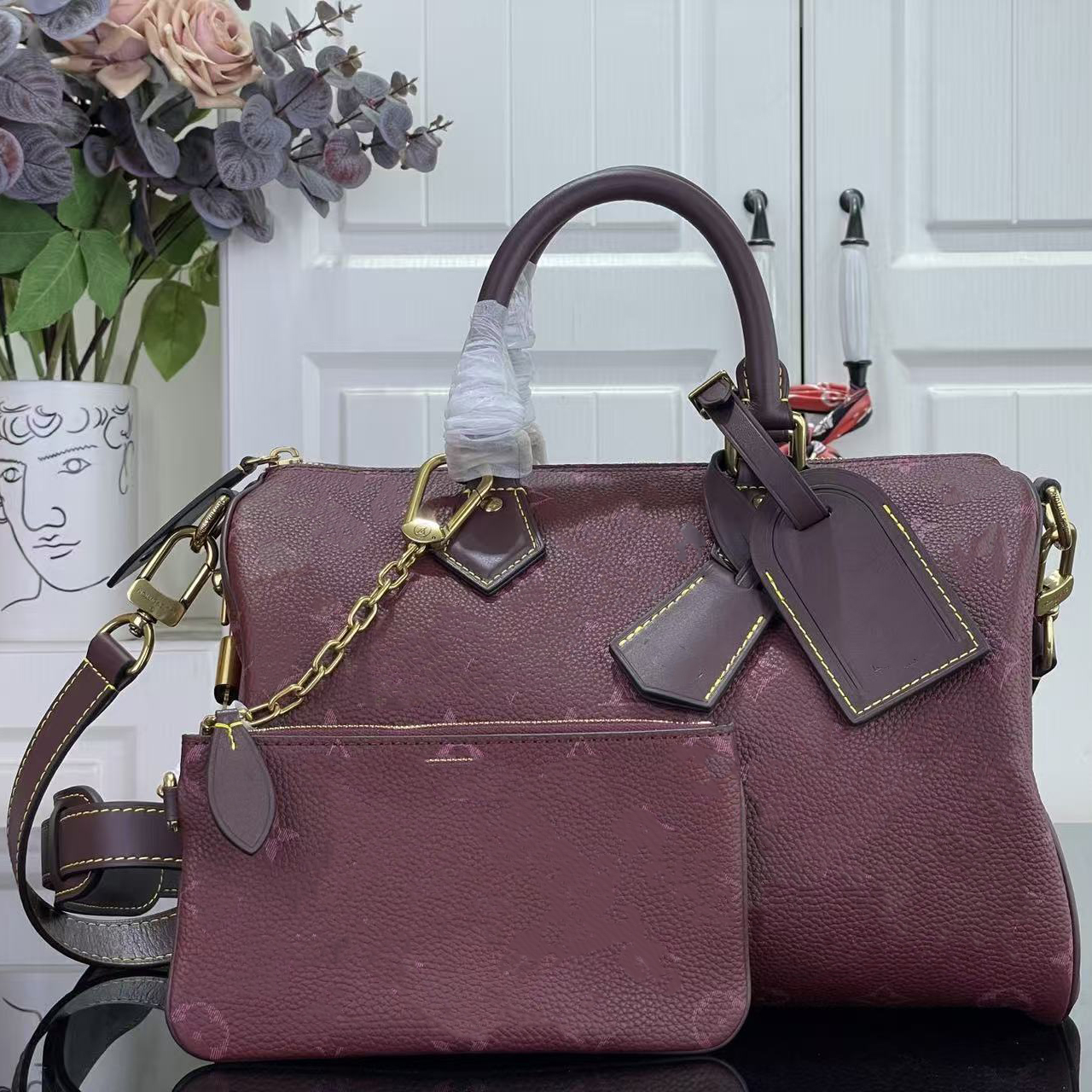 Master Quality Designer Bag Burgundy Soft P9 Pillow Bag Luxury Women Tote Bag Genuine Leather Handbag Crossbody Shoulder Bags Travel Bag Purse