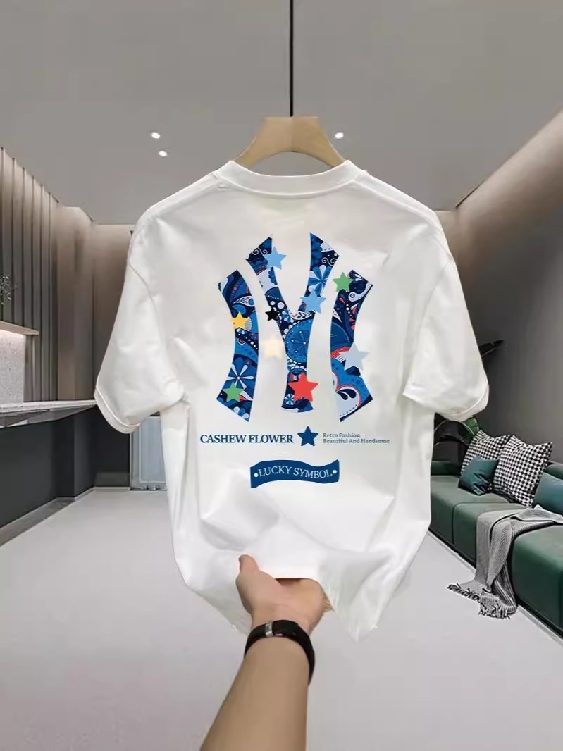 Designer Summer New Style Cool Trendy Brand Printed Loose Casual Heavyweight Short T-Shirt Unisex Versatile Half Sleeve Top
