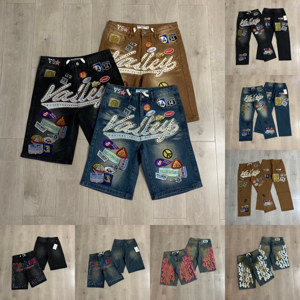 valleydreams mens jeans designer women High quality Embroidery jorts Fashion pants America Street the most popular brand shorts luxury pantalon h