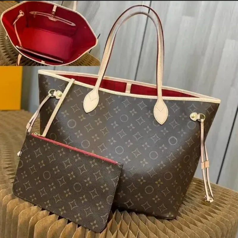 Designer Bag Women Tote Bag Large Handbags With Wallet Purse Fashion Leather Brown Lattice Shoulder Bags High Quality Luxury Classic Flower Check