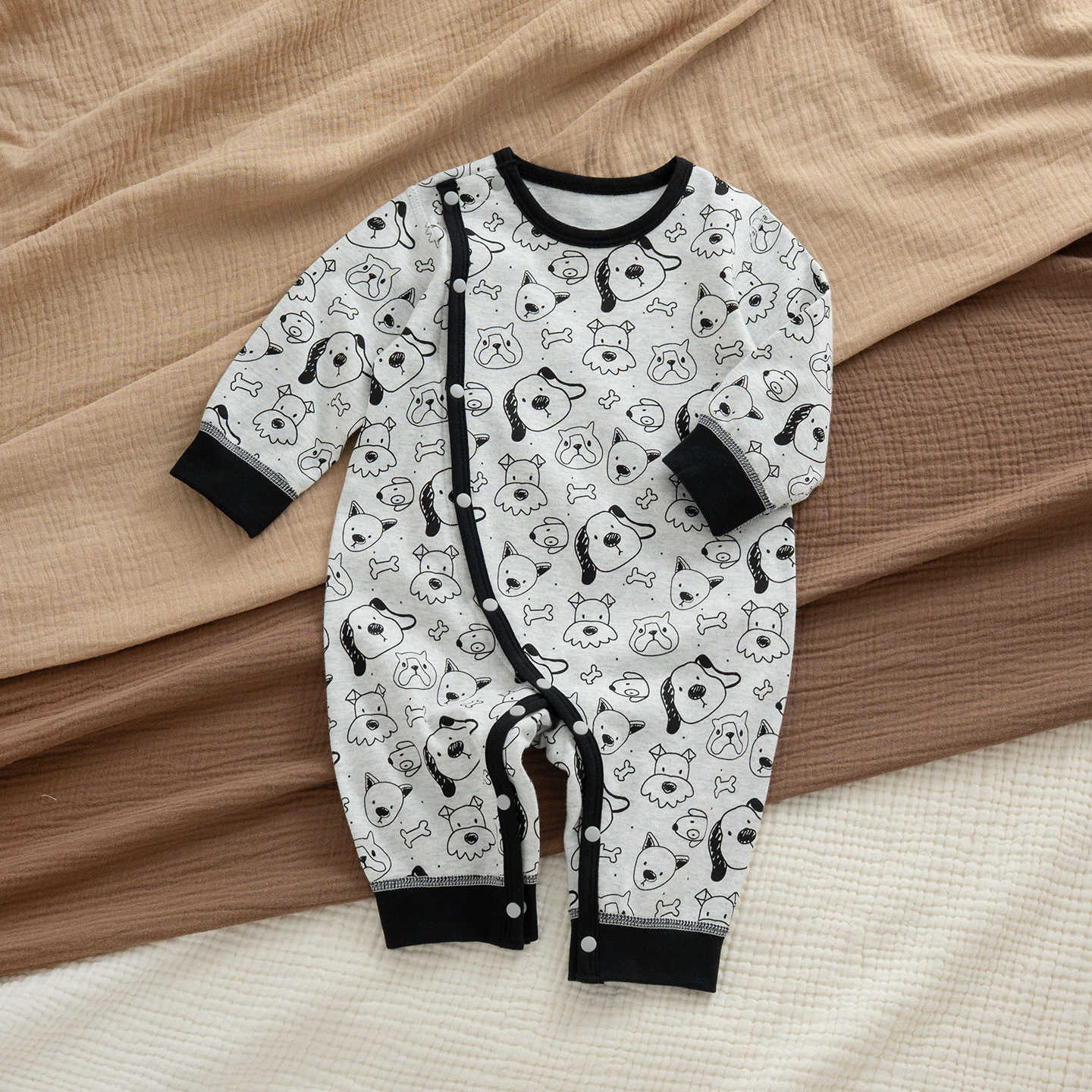 Vêtements une pièce pour nouveau-nés, style printemps-automne, pour garçons et filles de petits mois, combinaison quatre saisons en pur coton de