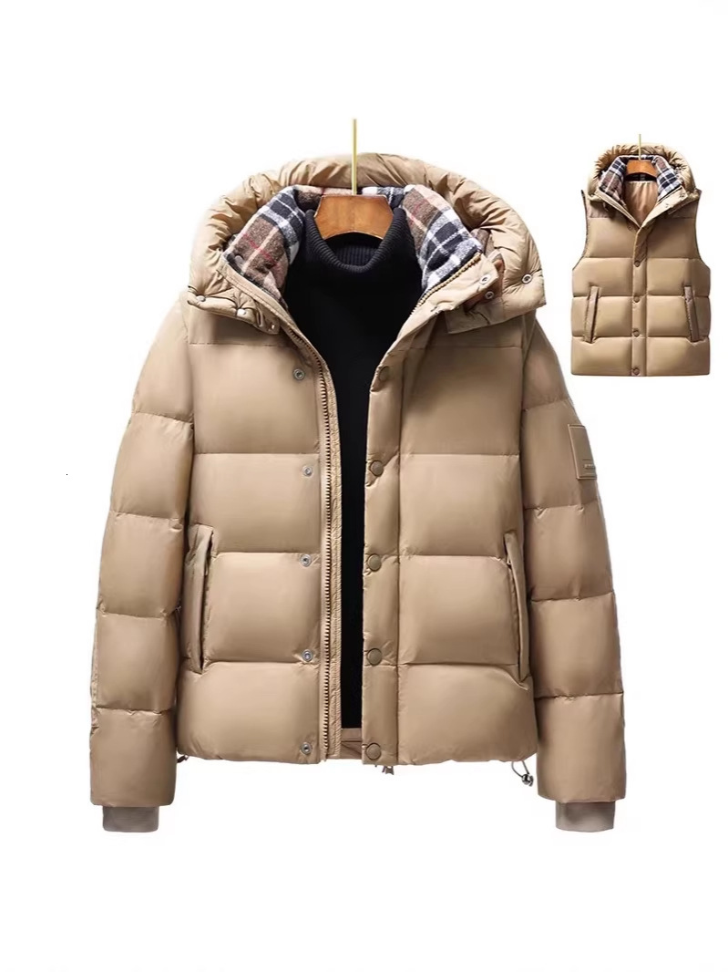 Men Of New Winter Down Jackets Women, Outdoor Warm Hooded Vests With Detachable Sleeves, Trendy For Young Men And Women