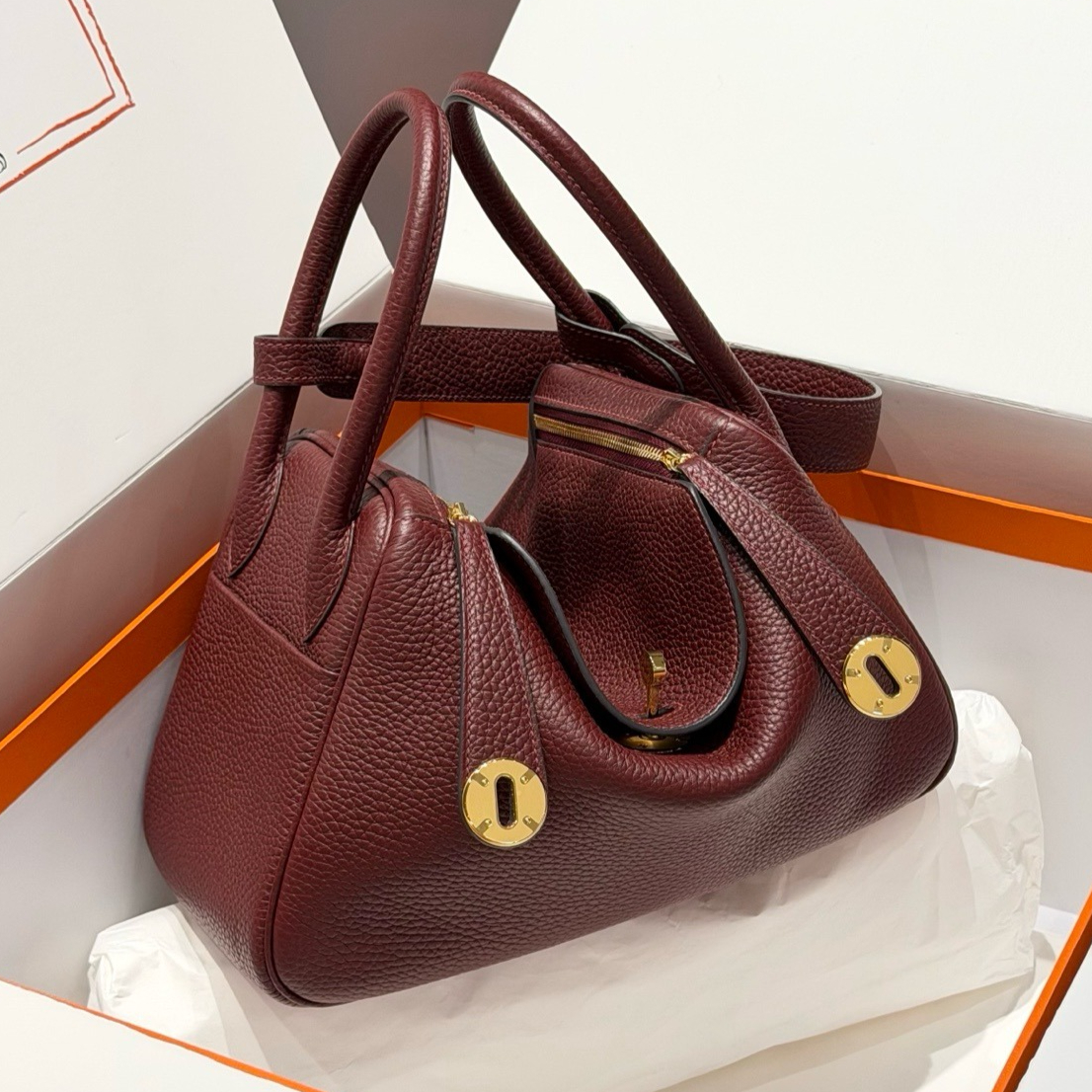 Full Handmade 19cm 26cm clemence leather Rouge H Luxuryhandbag Shoulderbags 19A Mirror like Quality Designer bag Top Quality cashmere handbag origin
