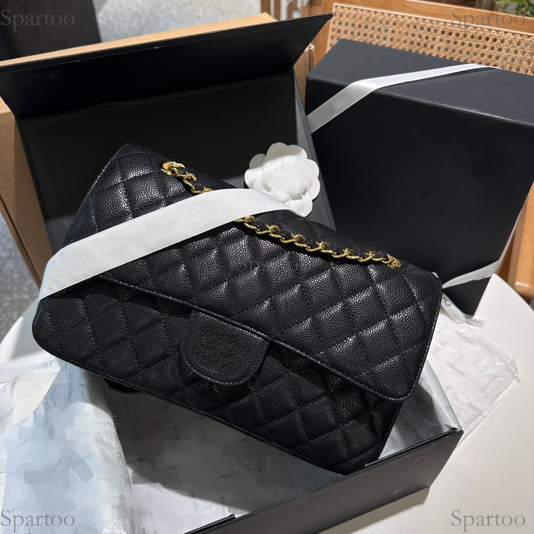 Womens New 2026 Classic Square Flap Bag Fashion Designer Chain Shoulder Evening Handbag 25Cm