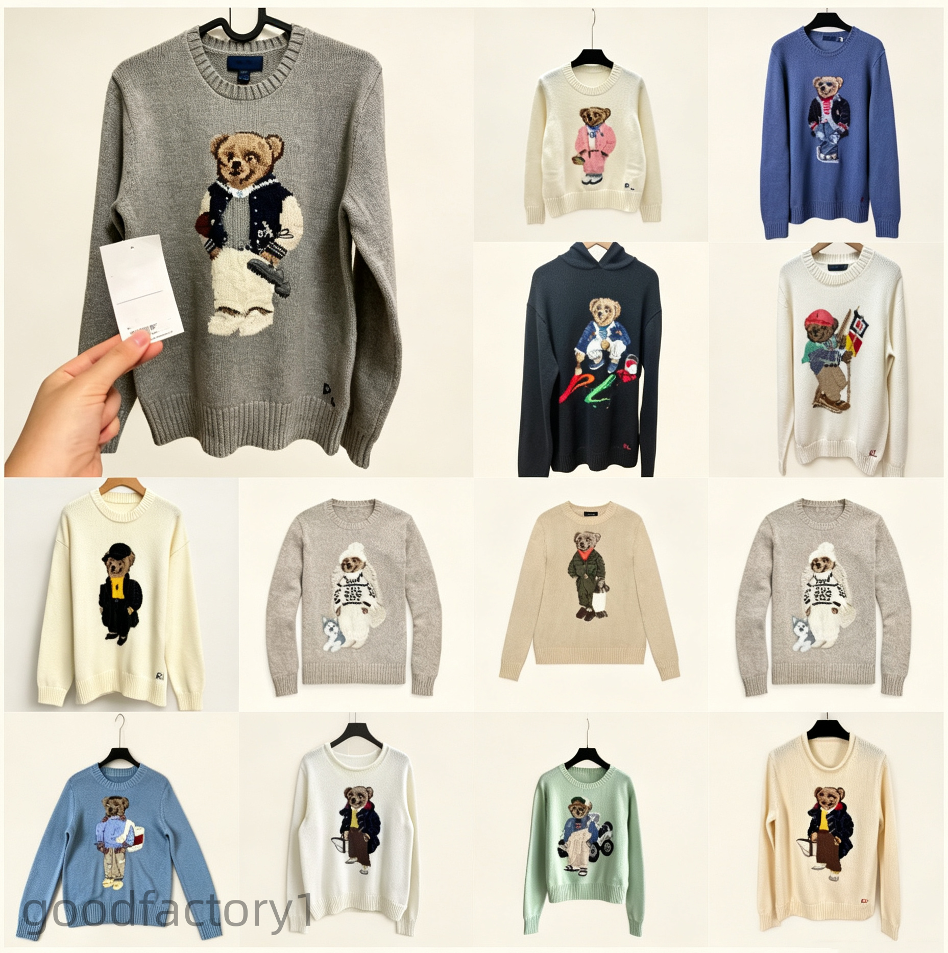 Women 2026 Winter Soft Cotton Knitted Sweater Basic Pullover Bear Print Fashion Jumper Top Warm Knitwear Breathable Daily Casual Outfit