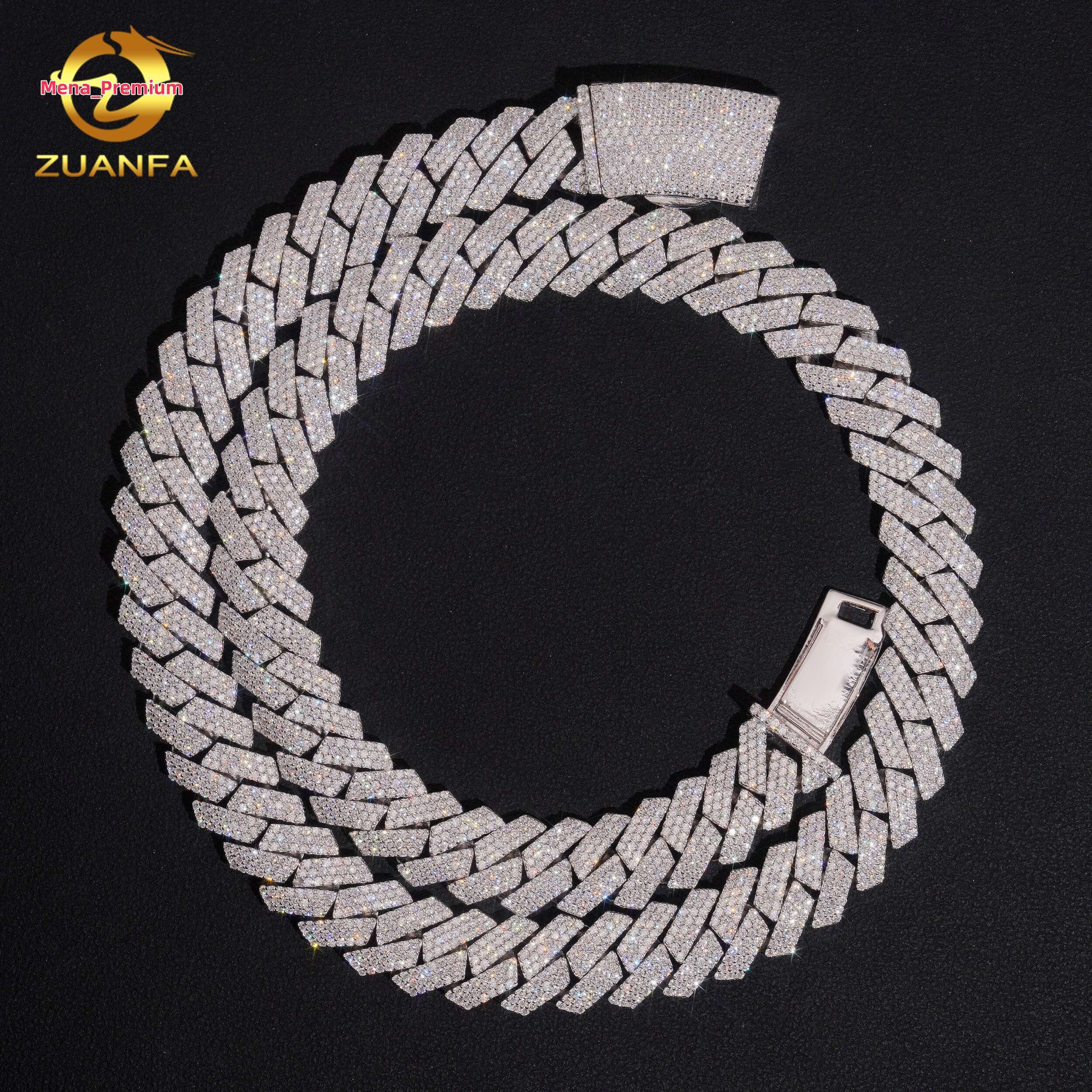 Cheaper Version 13mm Cuban Chain VVS Moissanite GRA Certified 925 Miami Cuban Link Chain Necklace