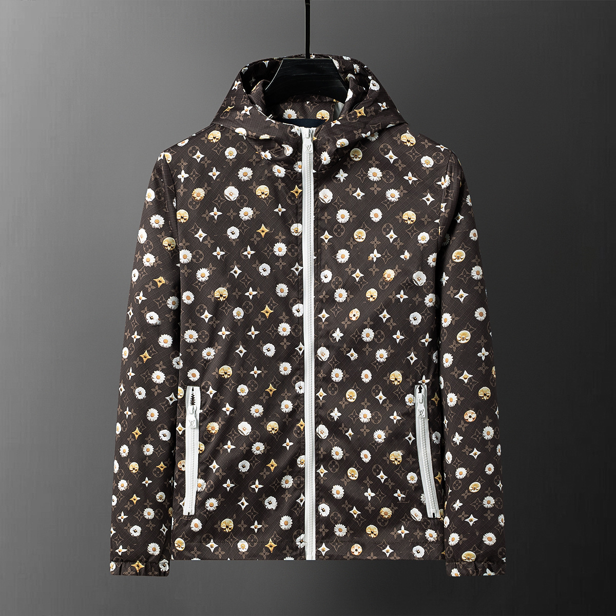 Men Jacket Casual Outdoor Printed Hoodie Rain Proof Jacket Autumn Winter Running Hiking Outdoor Sports Casual Outerwear