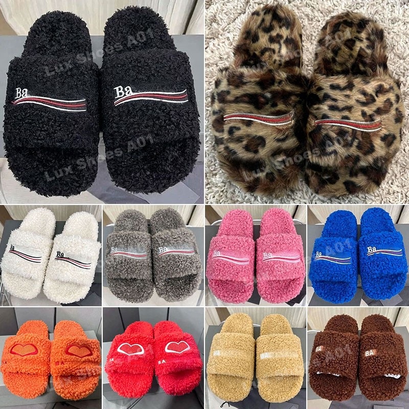 Designer Slippers Men Women Furry Fur Fluffy Slides Fall Winter Wool Comfortable Warm Fuzzy Mules Indoor Homewear Slide Girl Flip Flop Warm Letters