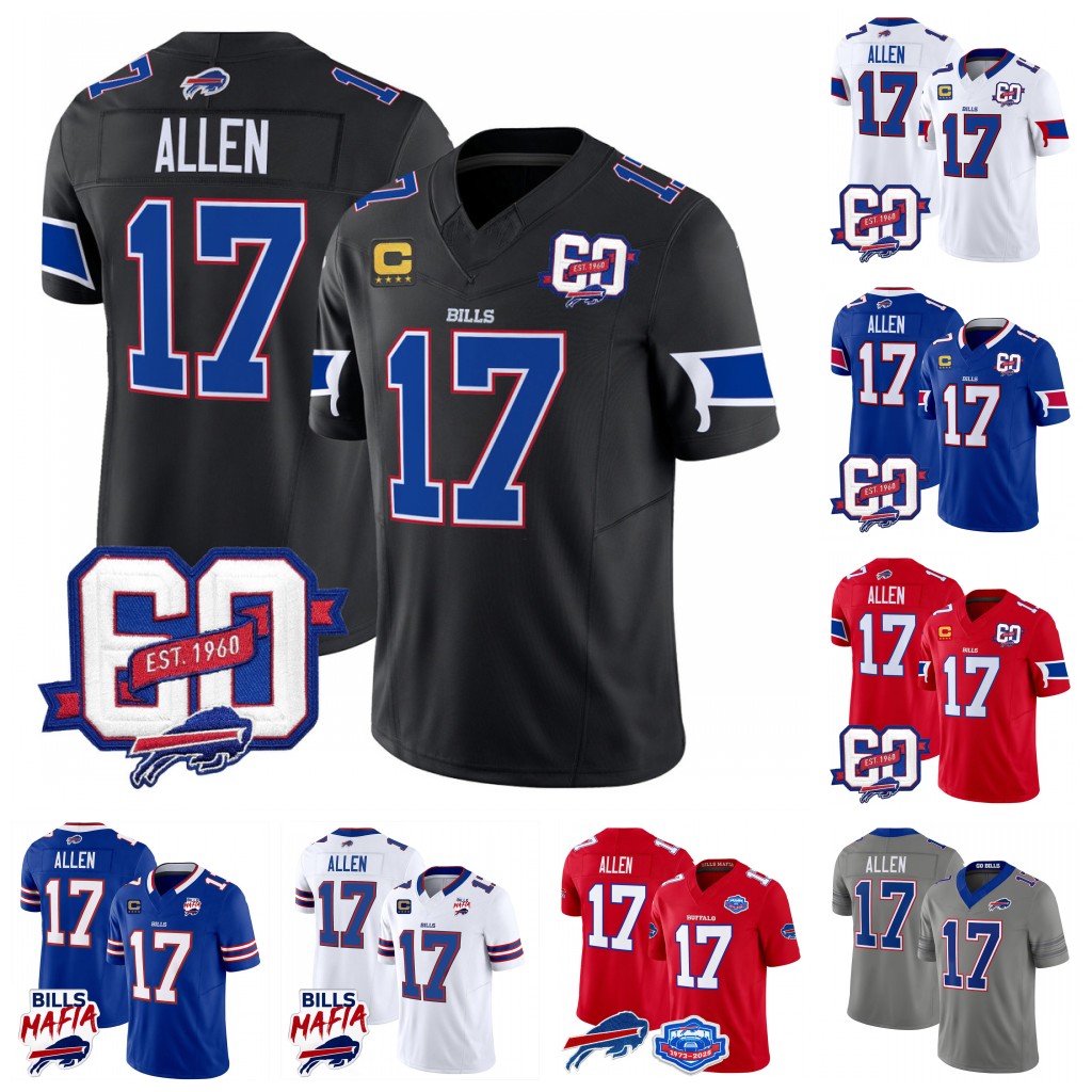 Youth Buffalo Billss 60th Anniversary Patch Vapor Limited Jersey Josh Allen James Cook III Keon Coleman DJ Moore Khalil Shakir Dalton Kincaid Hoecht