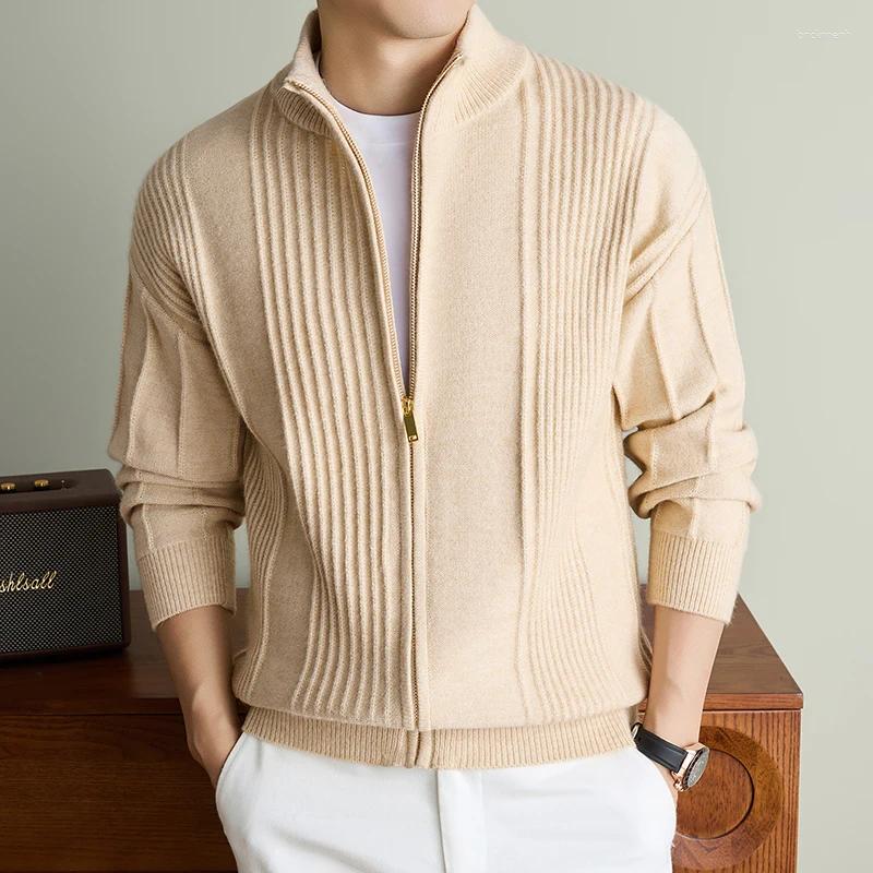 Sweaters Men's High Quty Lazy Style Men Cardigan Sweater Simple Design Versatile Fashion Long Slve Knitwear Korean D261008