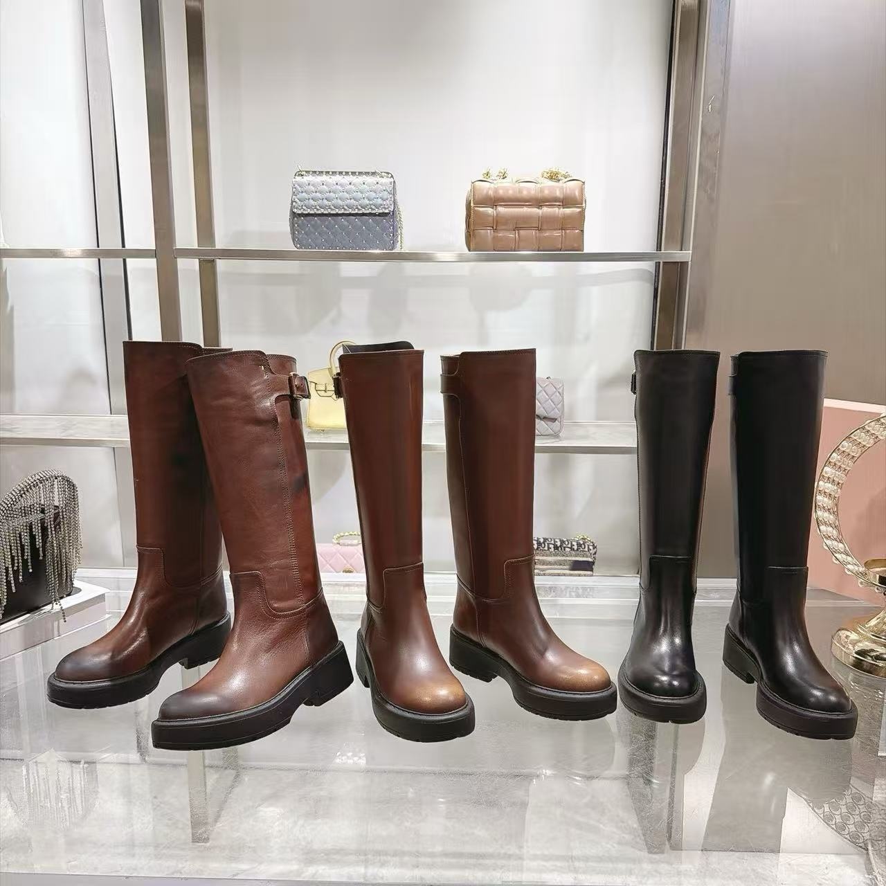 Nouvelles bottes longues à bout rond haut de gamme automne/hiver