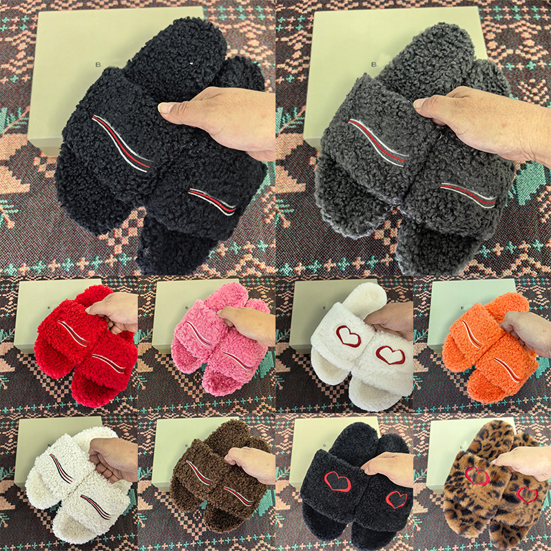 Women Fur Slides Furry Slippers Designer Mules Fall Winter Homewear Slide Men Lady Famale Sandals Footwear Paris Luxury Fuzzy Flip Flop Fluffy Wool