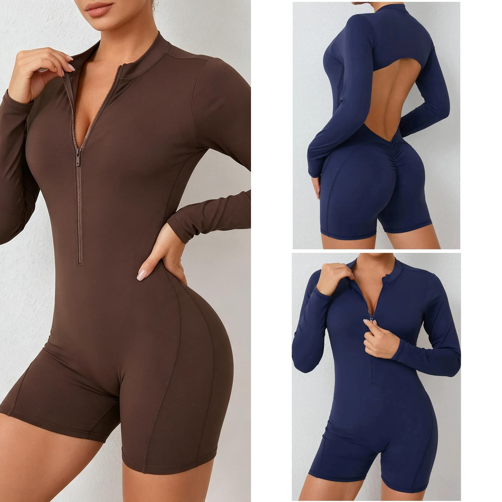 Cloud Rise Womens Long Sleeve Yoga One Piece Jumpsuit Fitness Bodysuit For Gym Pilates Running Workout Sportswear
