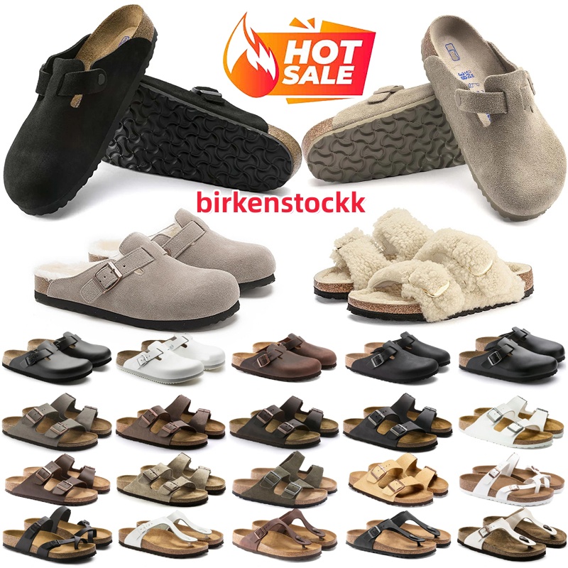 free shipping with box designer slippers men women clogs suede leather mulesmens stylish slides outdoor comfortable sandals black brown sand grey sh