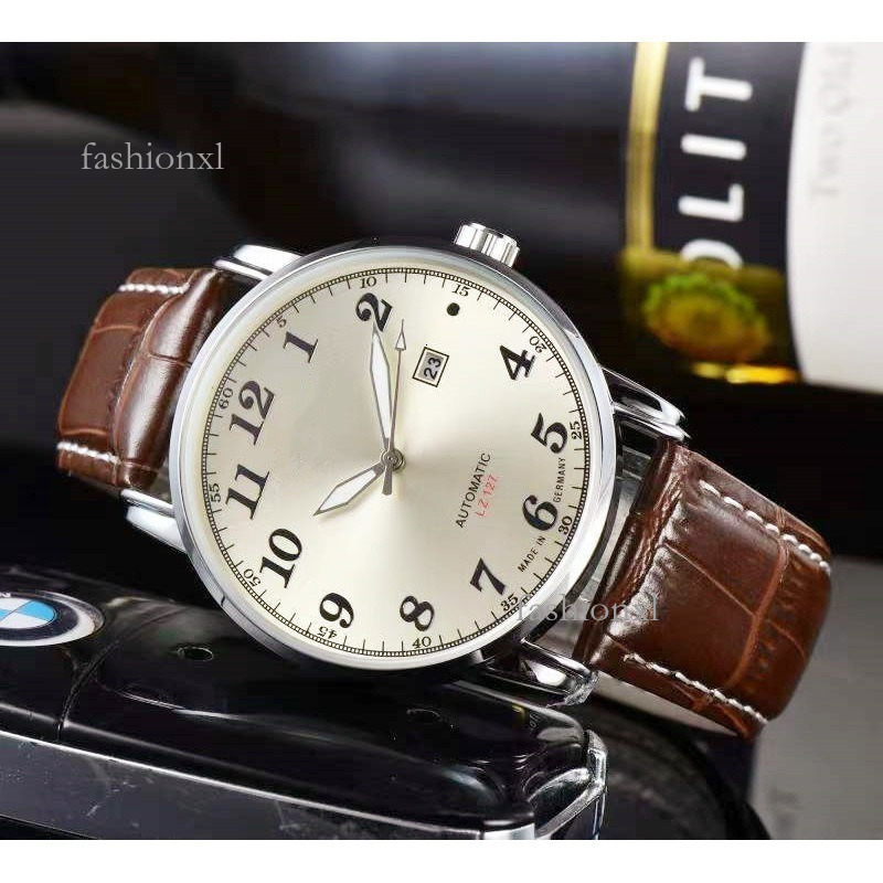 High Quality Zeppelinlys Watch German Mens Zeppelins Watches Mechanical Automatic Vintage Simple Business Leather Band Men Luxury Classic Wristwatch