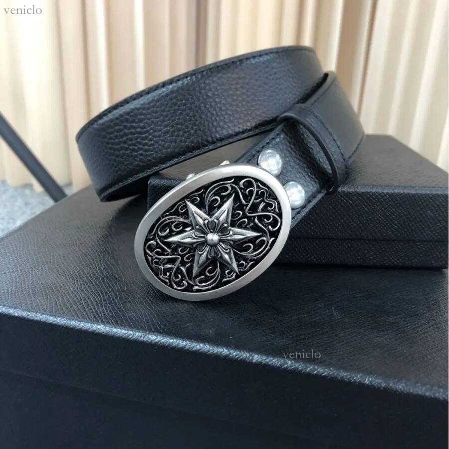 2026newChrome Ceinture pour hommes femmes Y2K Designer Street haute qualité rouleau Hexagram croix métal boucle ceintures en cuir ceinture homme