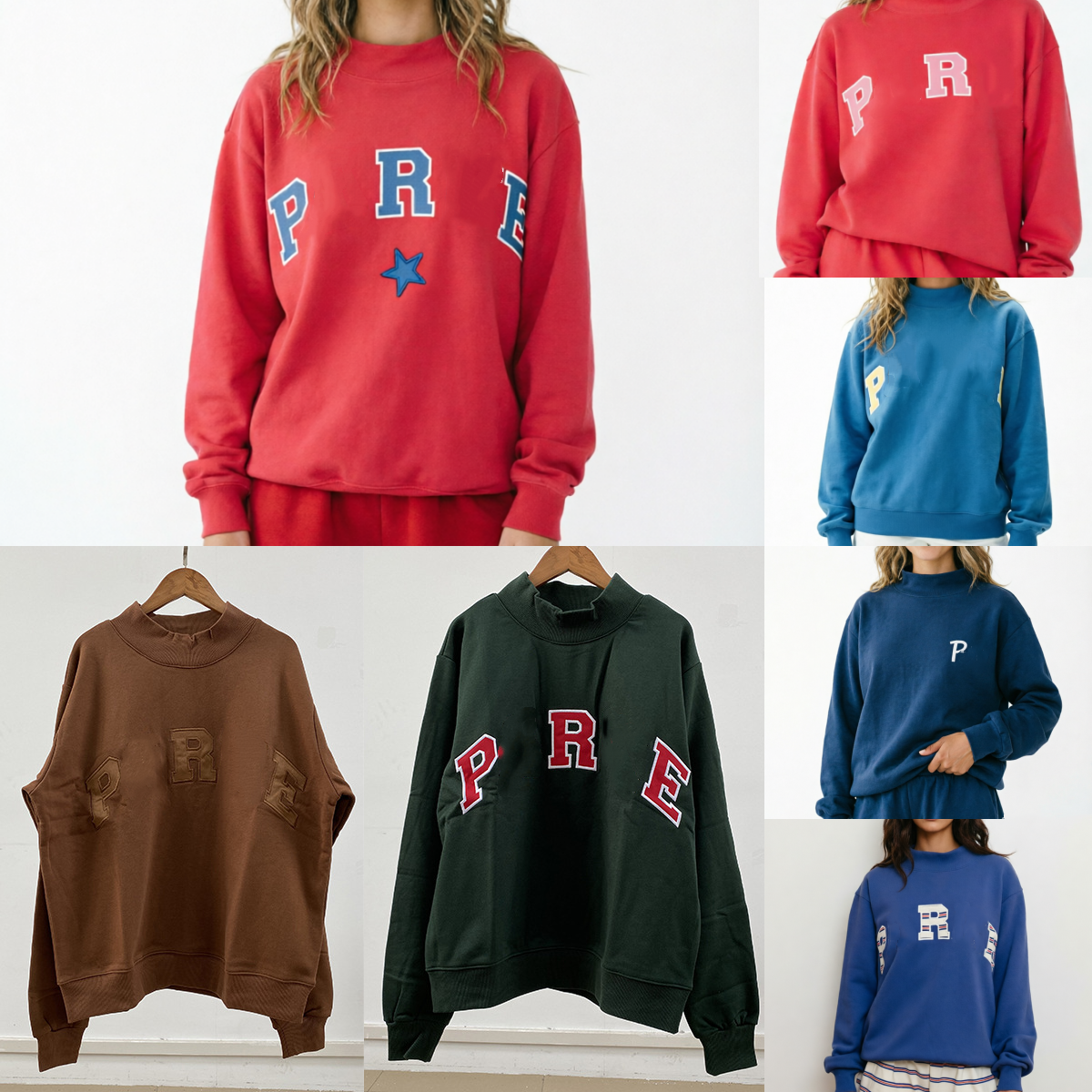 E7263 PAR Womens High Neck Stand-Up Collar Hoodie with Patchwork Embroidery Comfortable Loose Sweatshirts Autumn Striped Patchwork Top KE