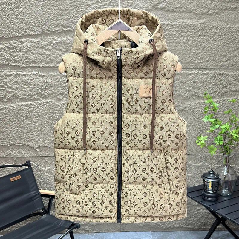 2026 Fall Winter Couple Cotton Vest Thickened Hooded Men's Vest Shoulder